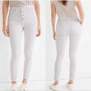 Madewell Pure White 10" High Rise Skinny Crop Jeans Button Fly Size 26